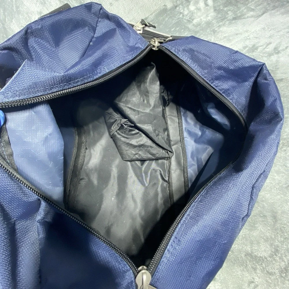 OGIO Navy Duffle Bag Sports Gear Gym Straps Air Liquide Performace Travel Canvas